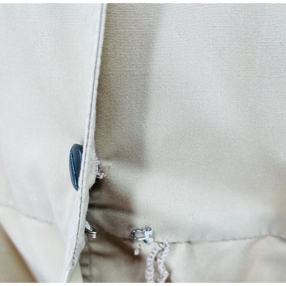 Vintage Khaki Camp Front Button Belted Elastic Waist Short Sleeve Dress - Picture 9 of 14